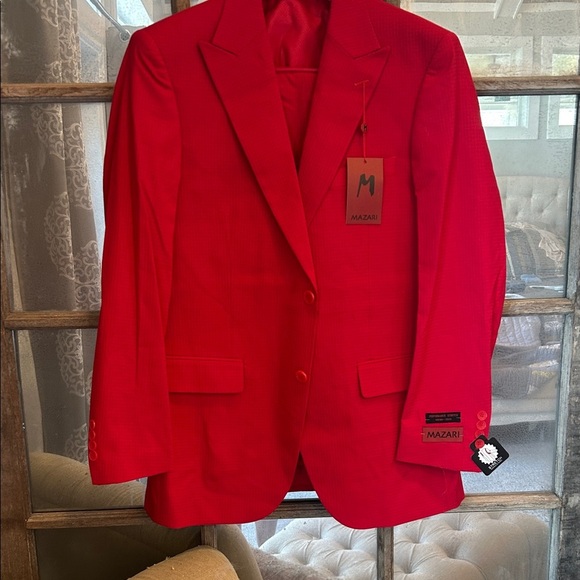 Mazarin Red Vested 3 Piece Suit 40 x 34 - Picture 1 of 11
